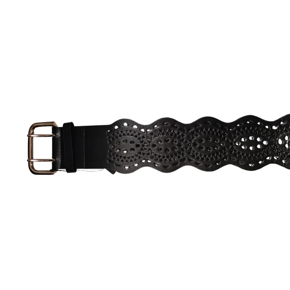 Black and Gold Scalloped Wide Belt XS/S Forever 21 (sku‎ 1C)